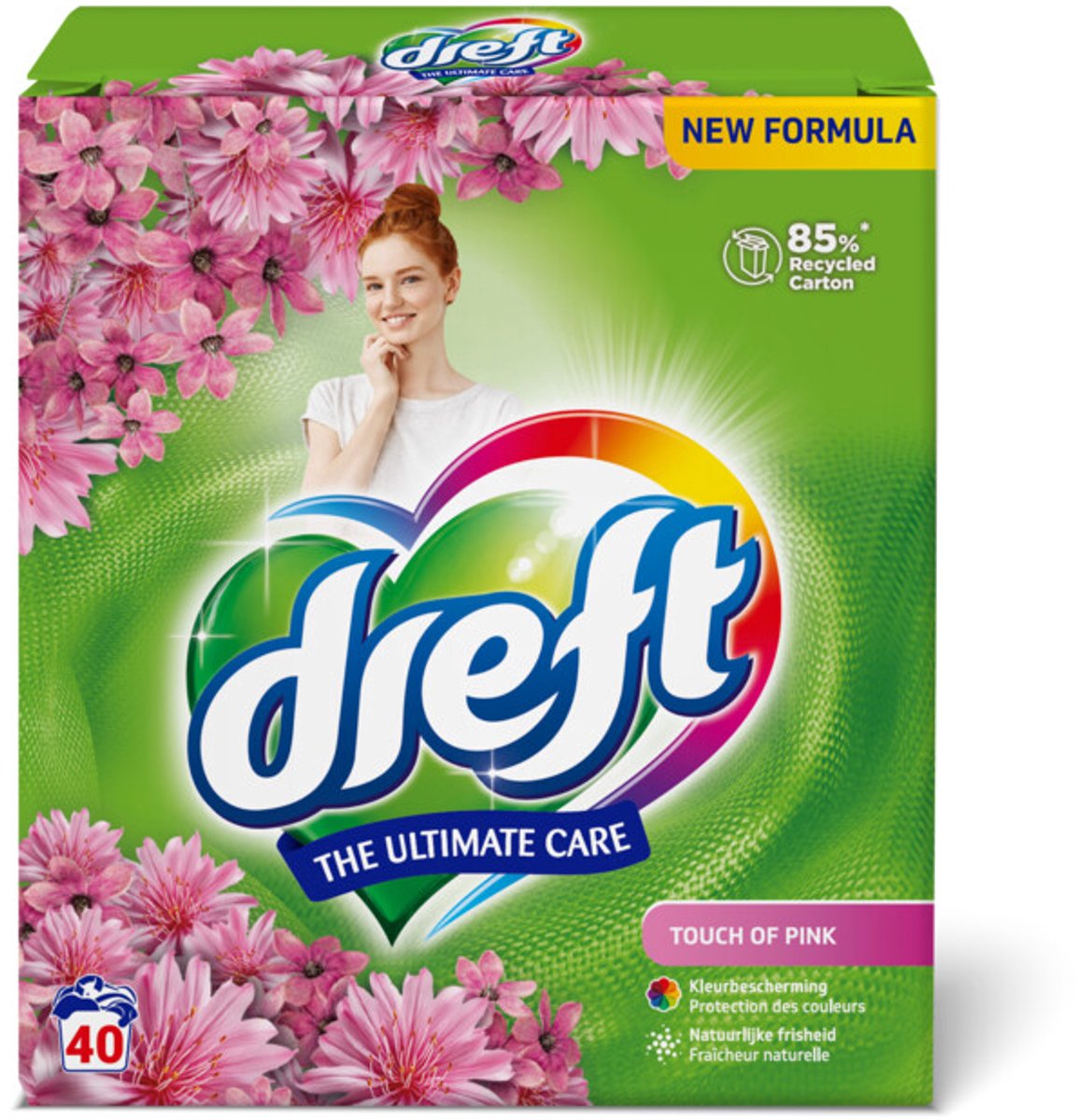 Goedkoopste 4x Dreft Poeder Wasmiddel Touch Pink 40 wasbeurten 2,6 kg