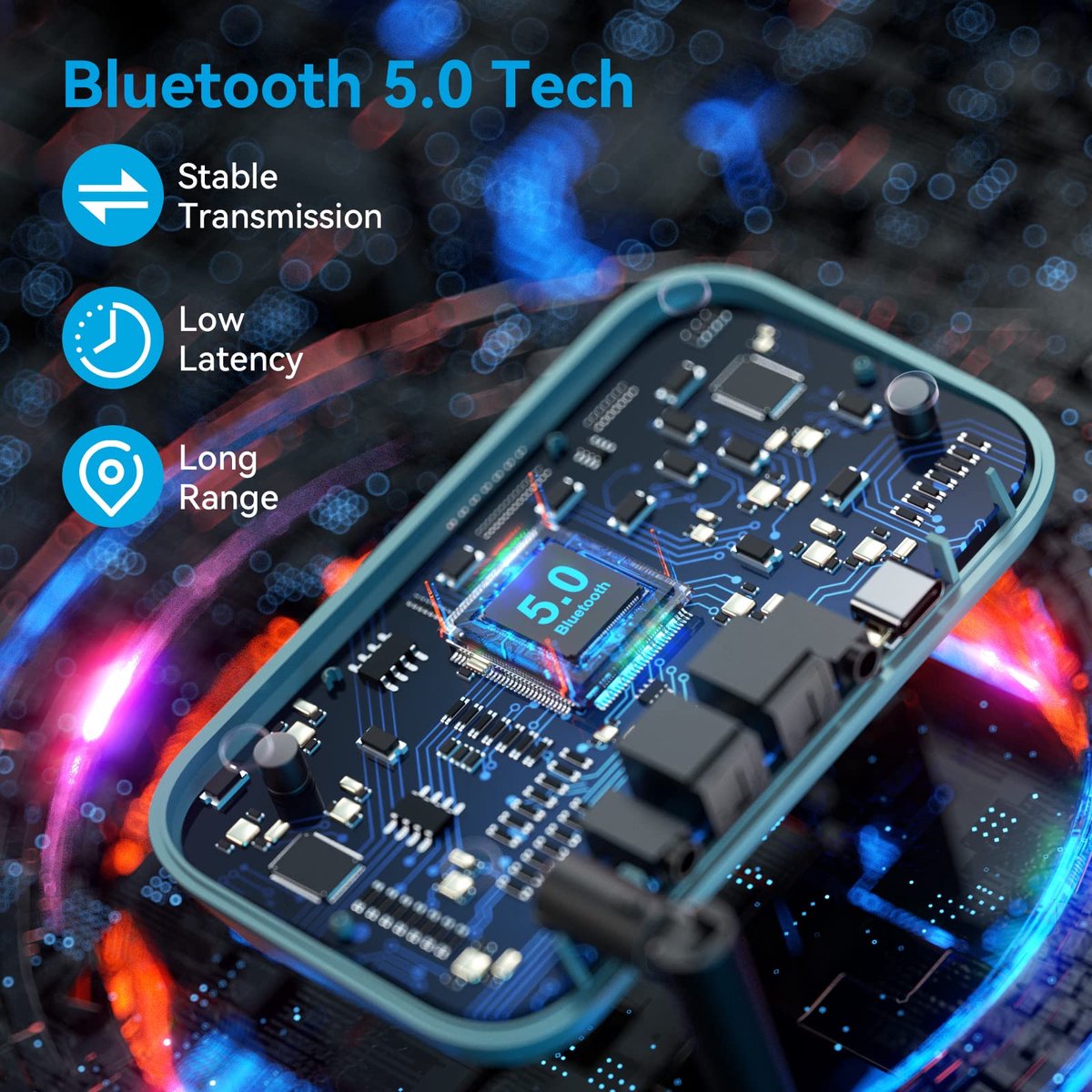 Music Sound - Bluetooth Audio Transmitter & Receiver - Bluetooth zender en ontvanger voor AUX-aansluiting - Play Time 10h - Oplaadtijd 2.5h - 3.5mm jack plug - Zwart
