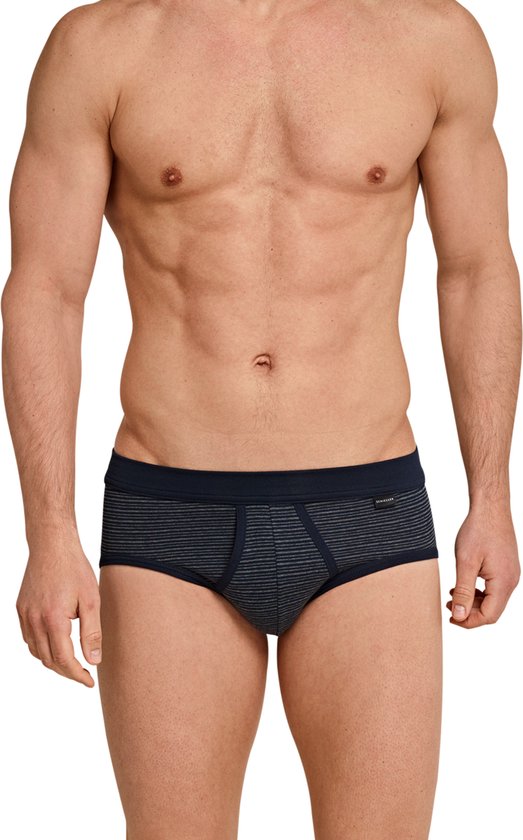 Slip de sport SCHIESSER Original Classics (lot de 2) - Feinripp avec braguette - rayé bleu foncé - Taille: XXL