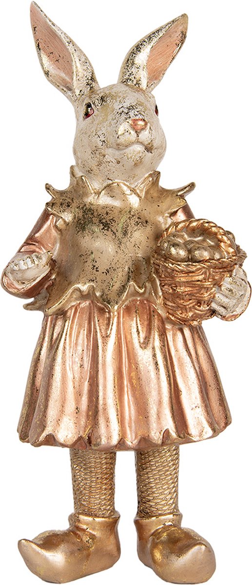 Decoratie Beeld Konijn 35 cm Beige Roze Kunststof