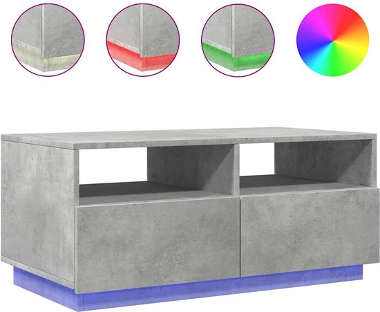 VidaXL Salontafel met LED-verlichting 80x80x31 cm betongrijs