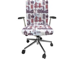 New Bed Londen Stads Bezienswaardigheden Schets Stoelhoes voor Bureaustoel, Rekbare en Wasbare Stoffen Hoes, Grote Maat