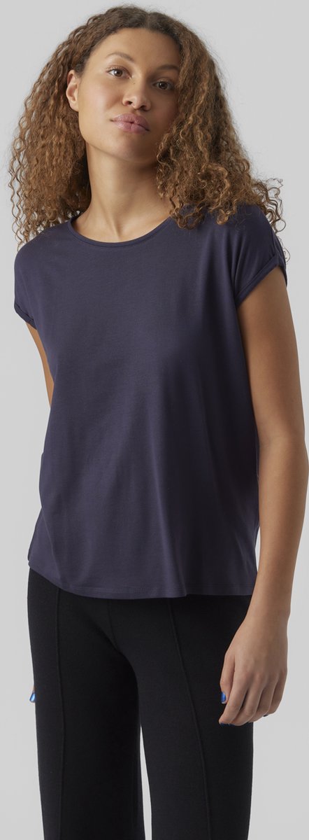 Vero Moda T-shirt Vmava Plain Ss Top Gajrs Noos 10284468 Night Sky Dames Maat - XS