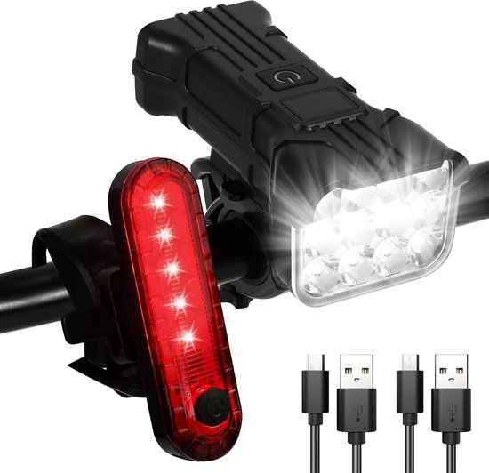 Smart Bike Lights, 10000 Lumen Upgrade 4 LED Fietsverlichting, USB Oplaadbare Fiets Voorlicht IPX7 Waterdicht, 5000mAh Mountainbike Koplamp met Hoog & Dimlicht 8 Lichtmodus, voor MTB/Racefiets Smart Bike Lights, 10000 Lumen Upgrade 4 LED Fietsverlichting, USB Oplaadbare Fiets Voorlicht IPX7 Waterdicht, 5000mAh Mountainbike Koplamp met Hoog & Dimlicht 8 Lichtmodus, voor MTB/Racefiets
