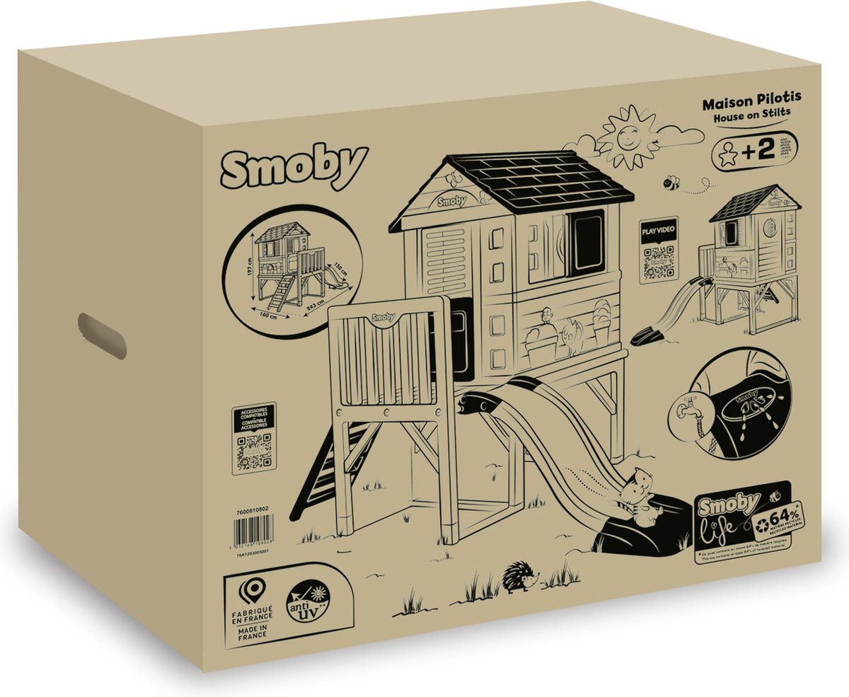 Smoby - Speelhuis - Paalwoning met glijbaan - Vanaf 2 jaar - Stilthouse Smoby life — afbeelding 7