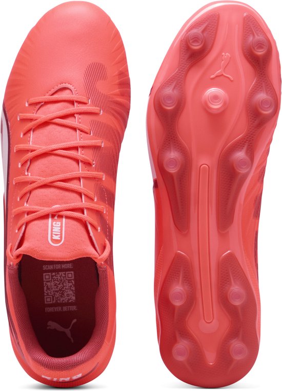 PUMA KING MATCH FG/AG Chaussures de sport unisexes - Rouge brillant - PUMA White- Rouge feu