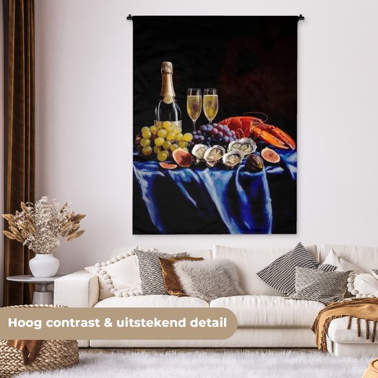 Tapisserie murale 120x160 cm - Toile murale Champagne - Luxe - Huîtres - Tapisserie - Tapisseries