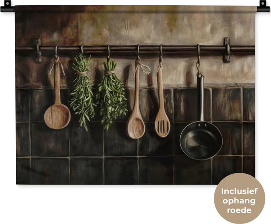 Tapisserie murale 60x45 cm - Tapisserie murale Cuisine - Rustique - carrelages - Herbes - Tapisserie - Tapisseries