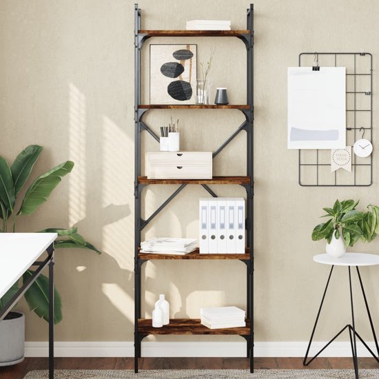 vidaXL Boekenkast 5-laags 76x32x158 cm bewerkt hout zwart