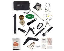 Survival Kit 21-Delig – Nooduitrusting – Professionele Survival Set – Noodpakket – Overlevingspakket – Camping Kit – Survivalset - Qwality®