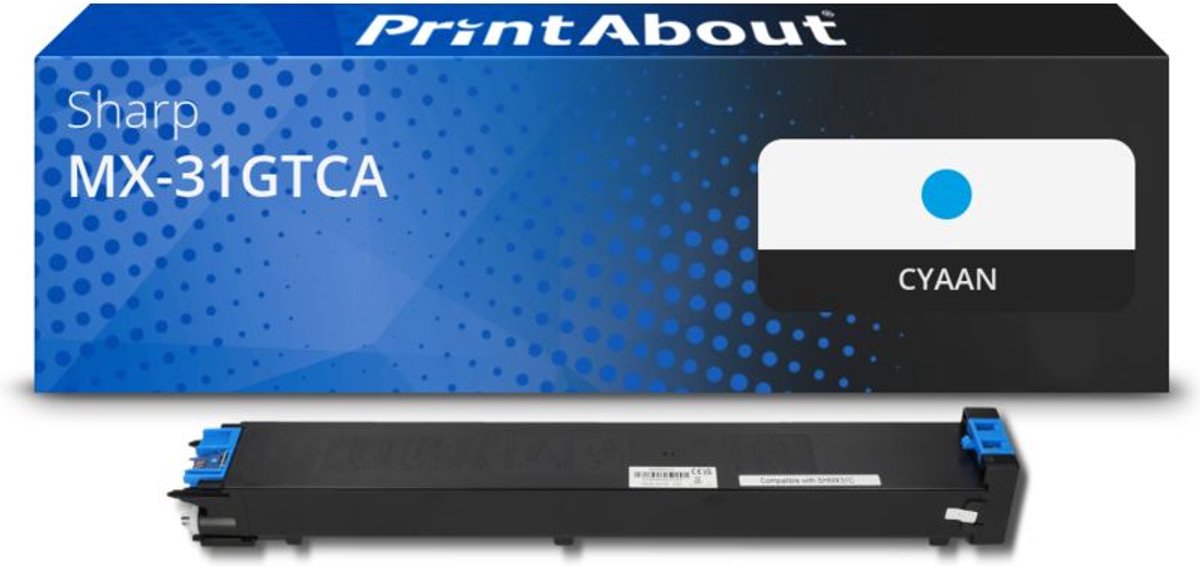 PrintAbout huismerk Toner MX-31GTCA Cyaan geschikt voor Sharp