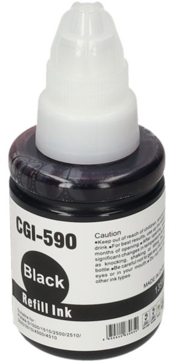 PrintAbout huismerk Inktcartridge GI-590BK Zwart geschikt voor Canon