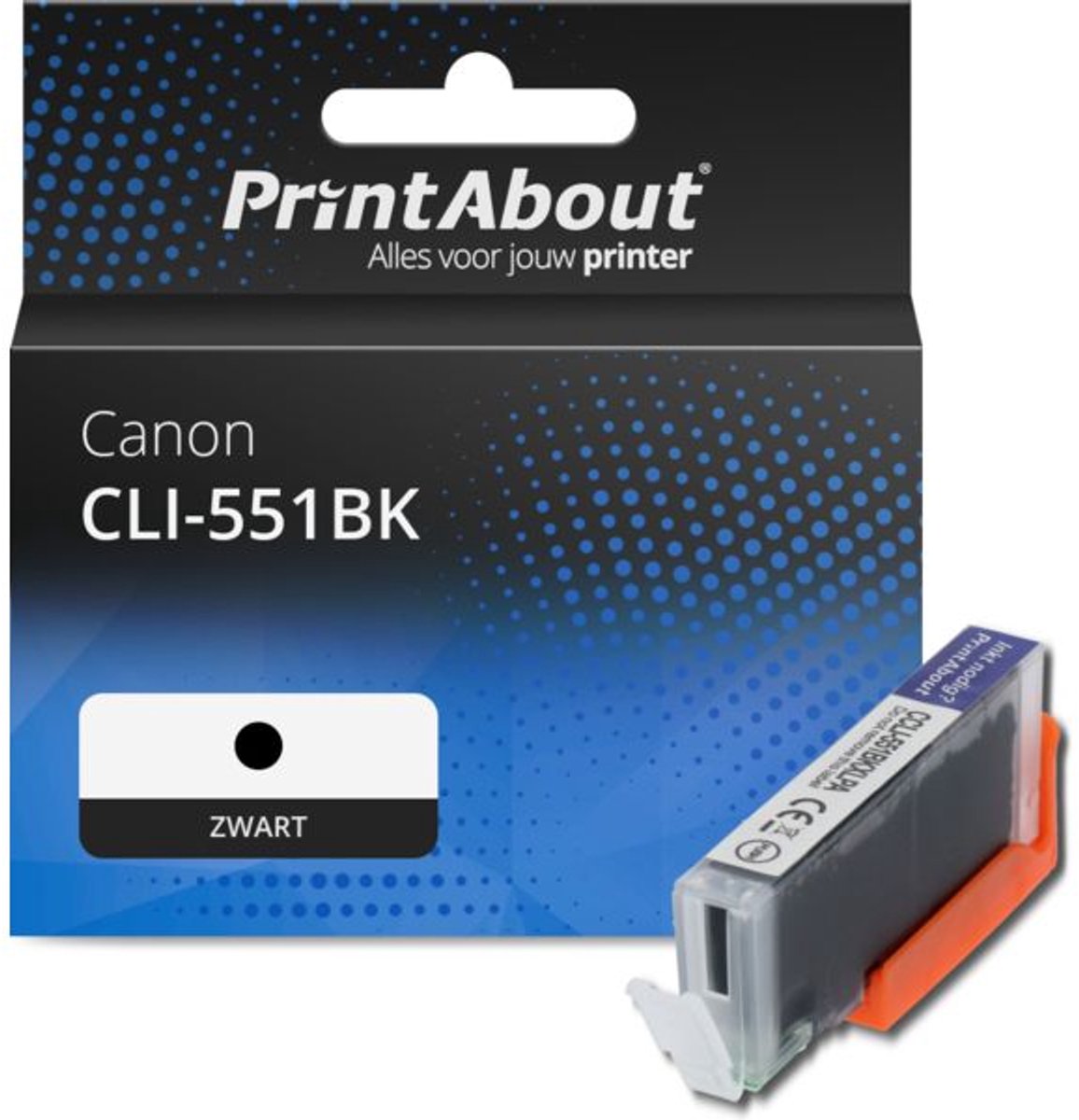 PrintAbout huismerk Inktcartridge CLI-551BK Zwart geschikt voor Canon