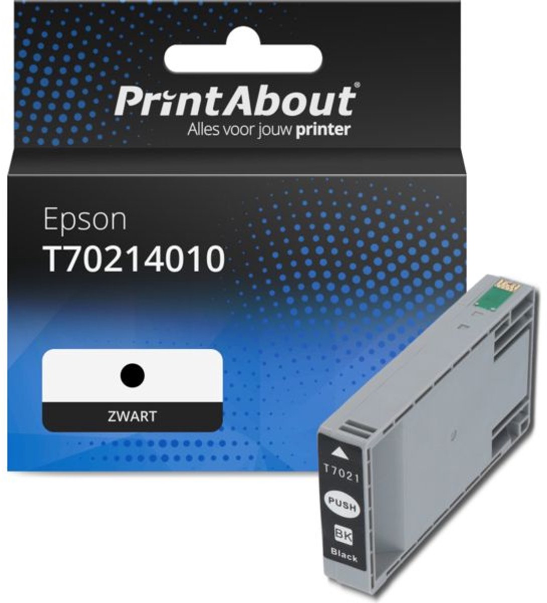 PrintAbout huismerk Inktcartridge T70214010 Zwart geschikt voor Epson