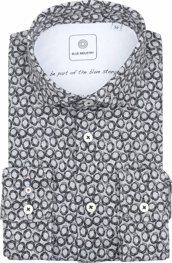 Blue Industry Shirt Print Grijs - Taille 40 - Homme - Chemises Casual