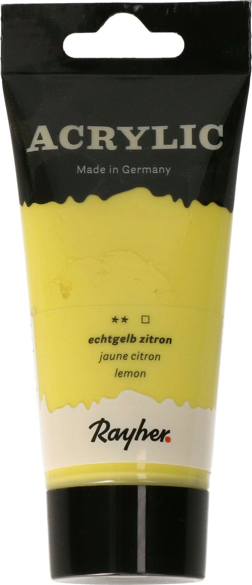Rayher hobby Acrylverf op waterbasis - geel - 75 ml - Schilderen/knutselen - Voor kinderen en volwassenen