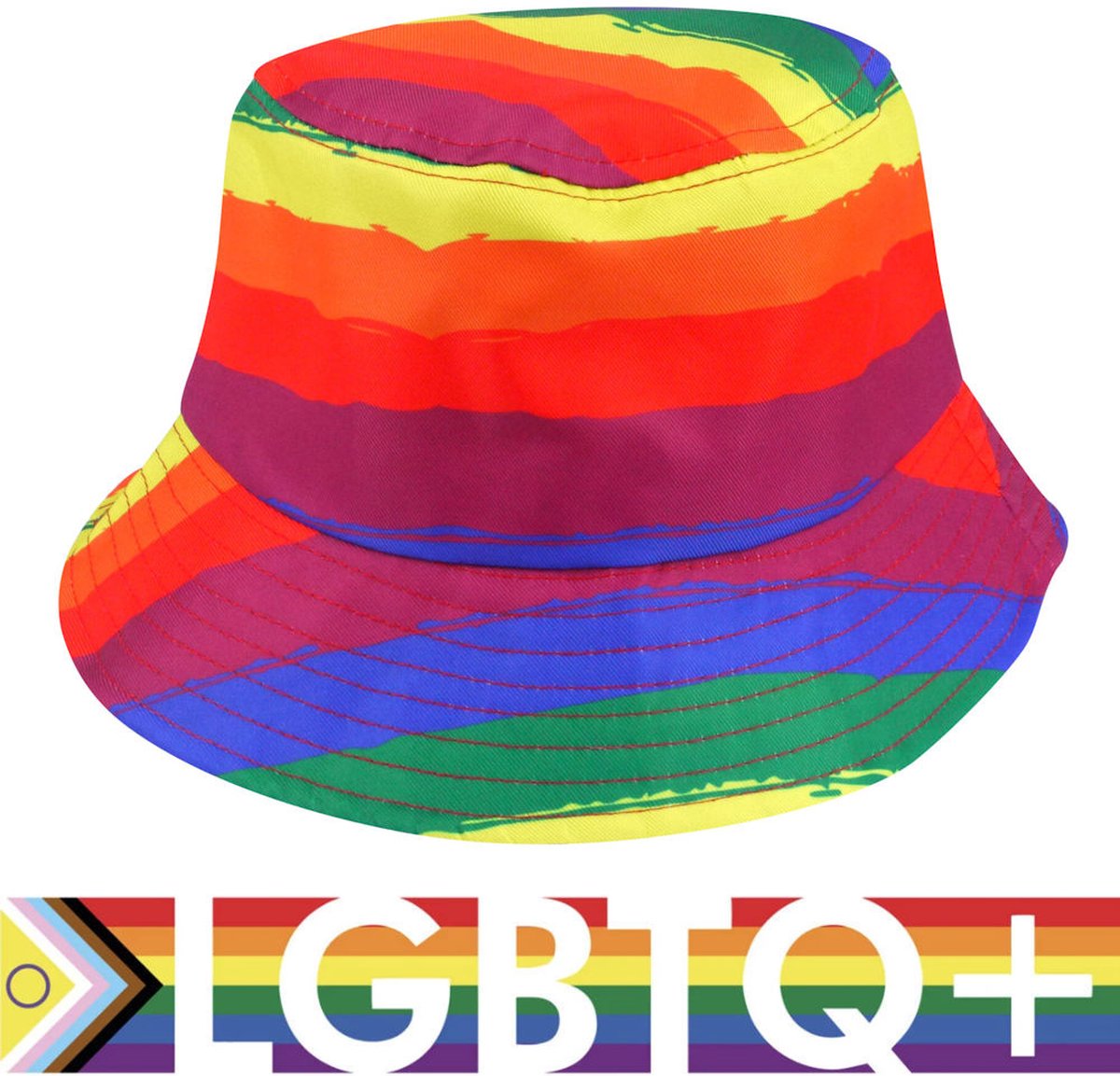 Henbrandt - Rainbow Bucket Hat - Hoofddeksel voor Pride Evenementen - LGBTQ+ - Regenboog Buckethat - Regenbooghoed voor Volwassenen - Perfect voor Gay Pride Parades en Festivals - Polyester Hoed - One Size