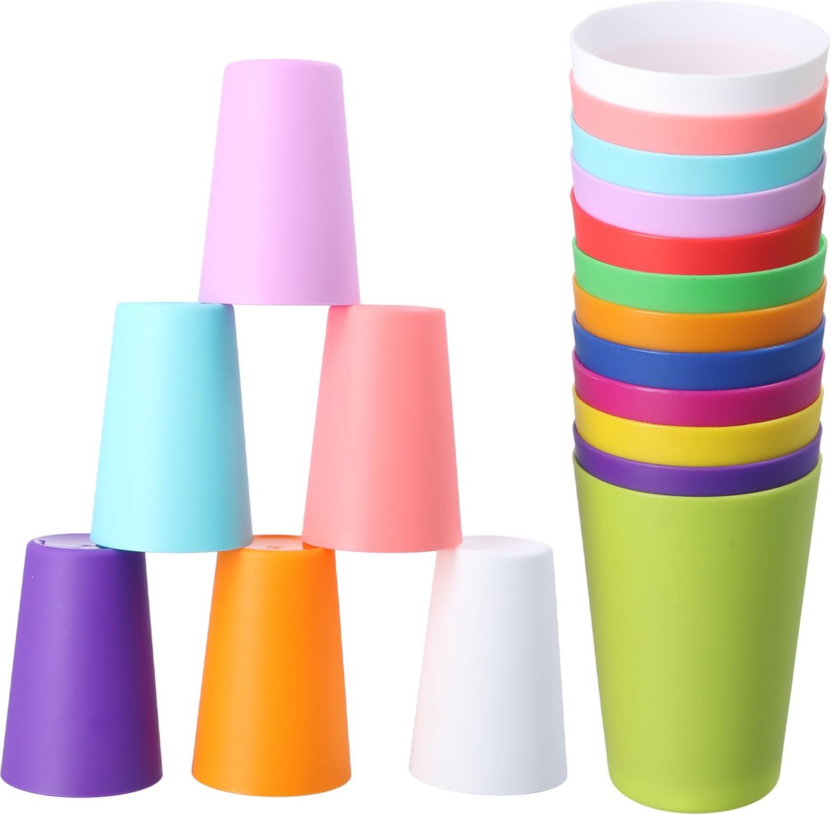 La'Moussawi ® 12 Kleurrijke Herbruikbare Drinkbekers voor Kinderen en Feestelijke Bijeenkomsten van Kunststof