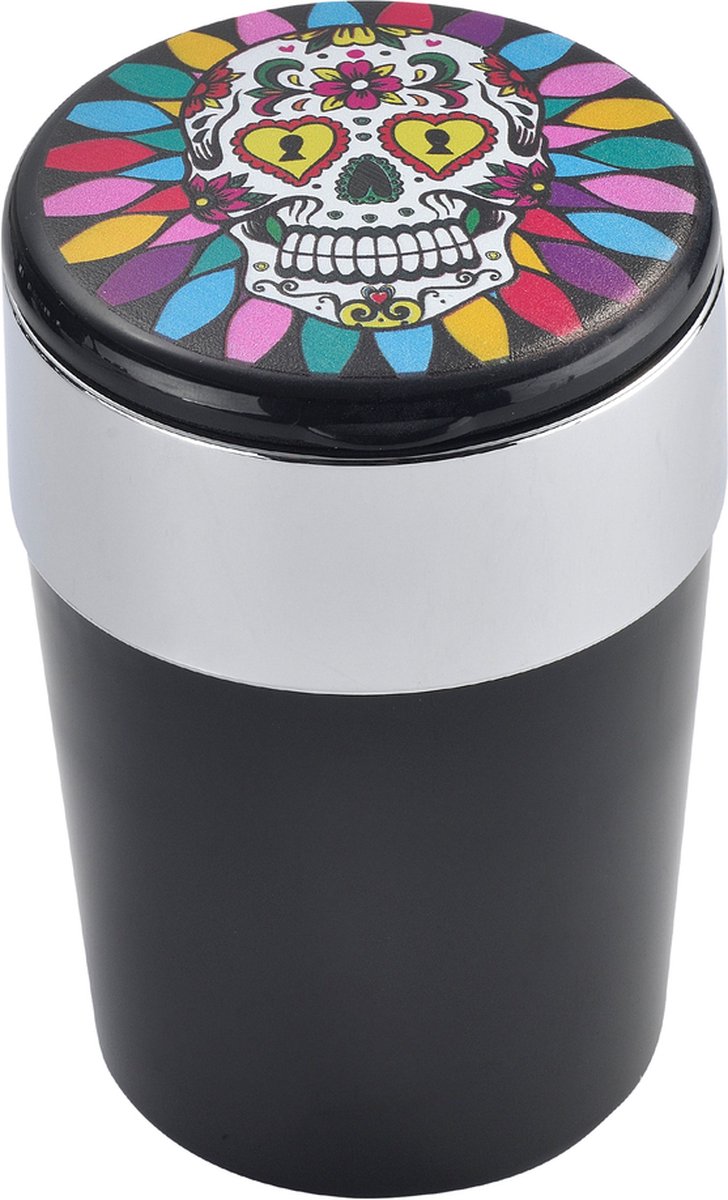 Auto Asbak Calavera Mix 6 - Met Ledverlichting - Mix Kleur - 12 x 8 x 8 cm