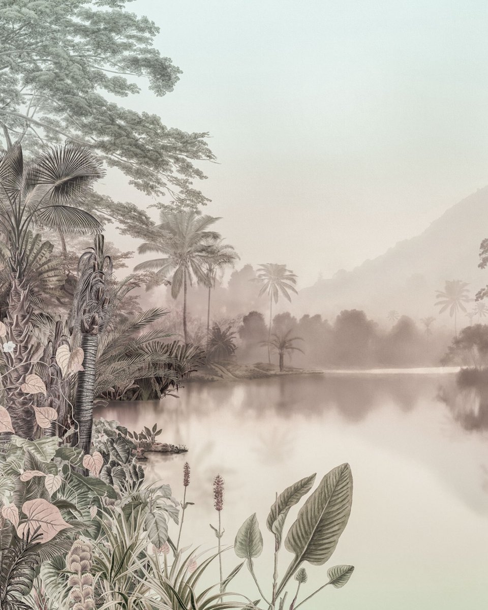 Komar Colours - Fotobehang Lac des Palmiers - Behang - Inclusief Lijm - 200 x 250 CM.