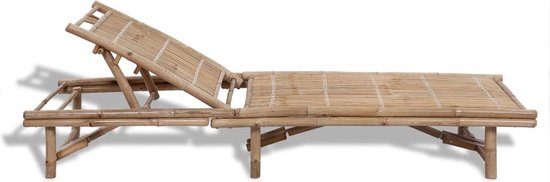 vidaXL Chaise longue en Bamboe - Réglable - 200 x 65 x 87 cm Chaise longue - Chaise longue en bambou - Ensemble de jardin - Décoration extérieure - Chaise longue