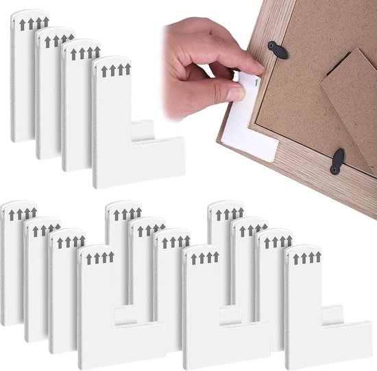 16 stuks L vorm klittenband zelfklevend wit, Poster Strips Foto