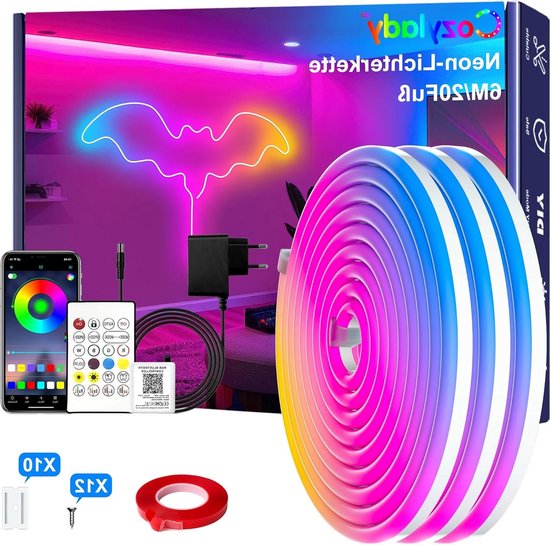 Lepro Neon AI Ledstrip, 3 m, RGB ledstrip met app-, muziek- en