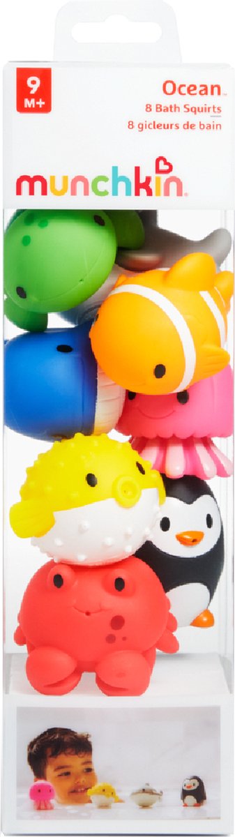 Munchkin Badspeelgoed Voor Baby's - Oceaanvormige Baddiertjes die Spuiten! - Badspuiters - Per 8 Stuks - Vanaf 9 Maanden — afbeelding 7