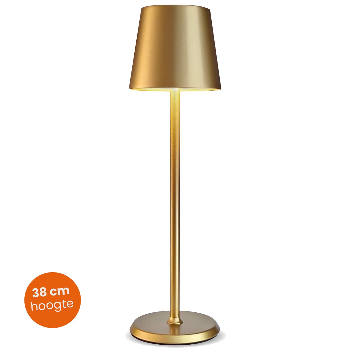 Bol.com Goliving Tafellamp Oplaadbaar – Draadloos en dimbaar – Moderne touch lamp – Nachtlamp Slaapkamer – 38 cm – Goud aanbieding