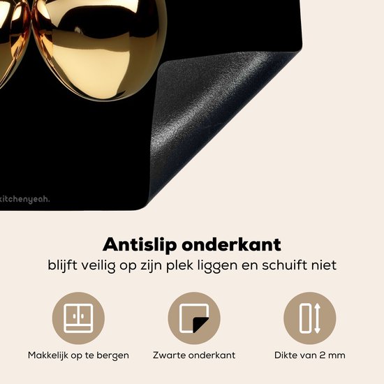 KitchenYeah® Protection plaque induction 60x52 cm - Cerisier - Noir - Or - Chrome - Protege plaque de cuisson - Couvre plaque induction - Protecteur d'induction - Cuisine