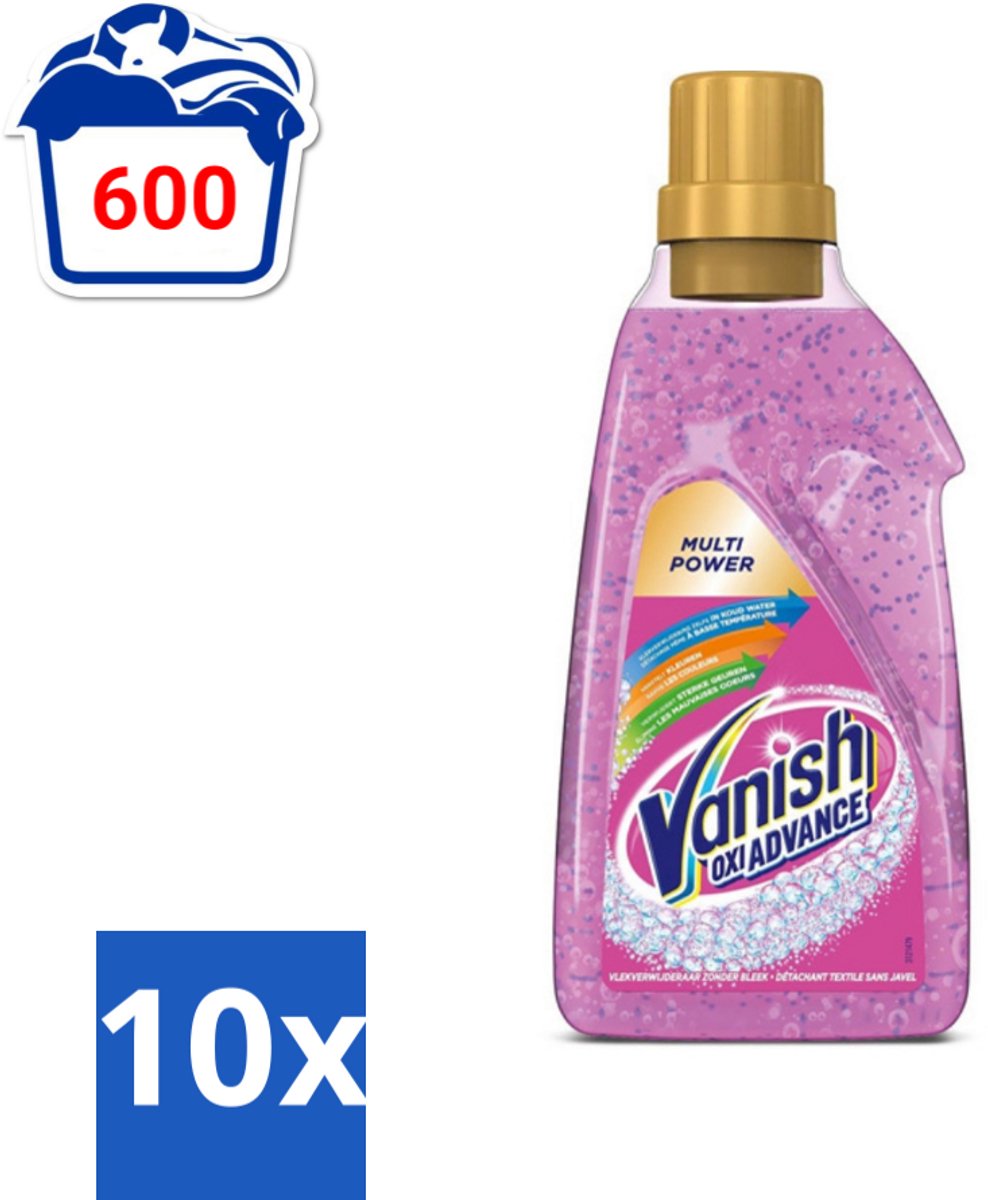 Vanish Oxi Advance - Vlekkenverwijderaar Gel - Zonder Bleek - Gekleurde Was - 750 ml - Bulkverpakking - 10 stuks