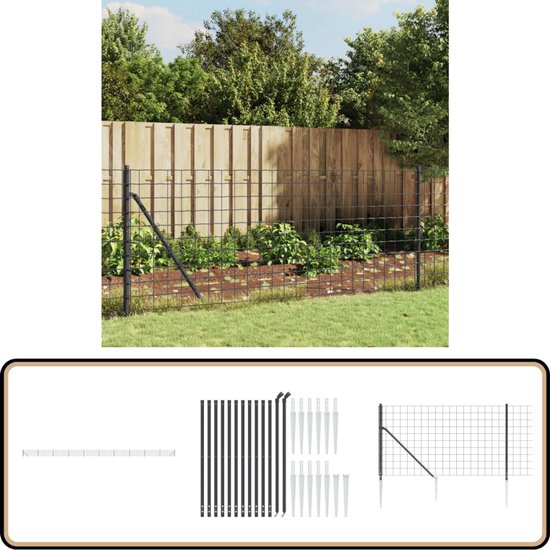 vidaXL - Clôture en treillis métallique - avec - Ancrages au sol - 0- m - Anthracite