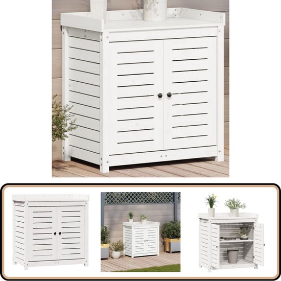 MOLII salontafel plantentafel Ibiza wit met houten rattan rotan 90cm