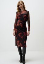 Jimmy Key Elegante Zwarte Bloemen Midi-Jurk Met Transparante