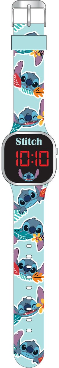 Accutime horloge Stitch led turquoise kinderhorloge digitaal.