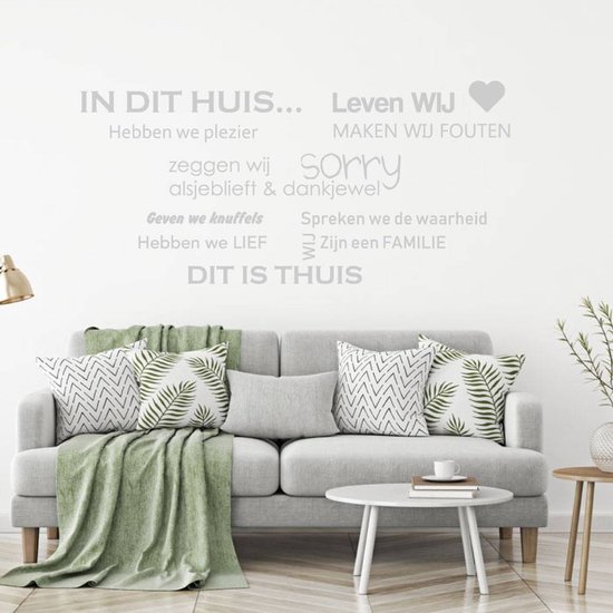 Texte mural In Dit Huis - Gris foncé - 160 x 76 cm - Muursticker4Sale