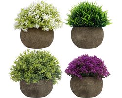 Unyqoos ® Kleurrijke Set van 4 Realistische Miniatuur Planten voor Diverse Interieurs en Ruimtes