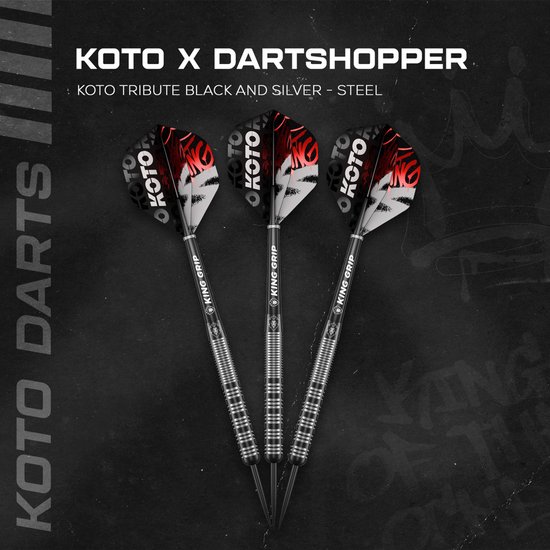 KOTO Tribute Black & Silver Tungsten Look - Dartpijlen 14 Gram van KOTO — afbeelding 2
