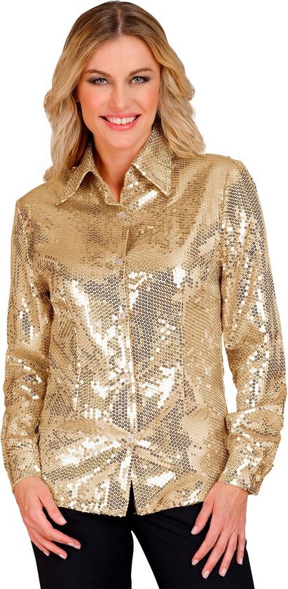 Pailletten Shirt Dames Goud - Maat S/M