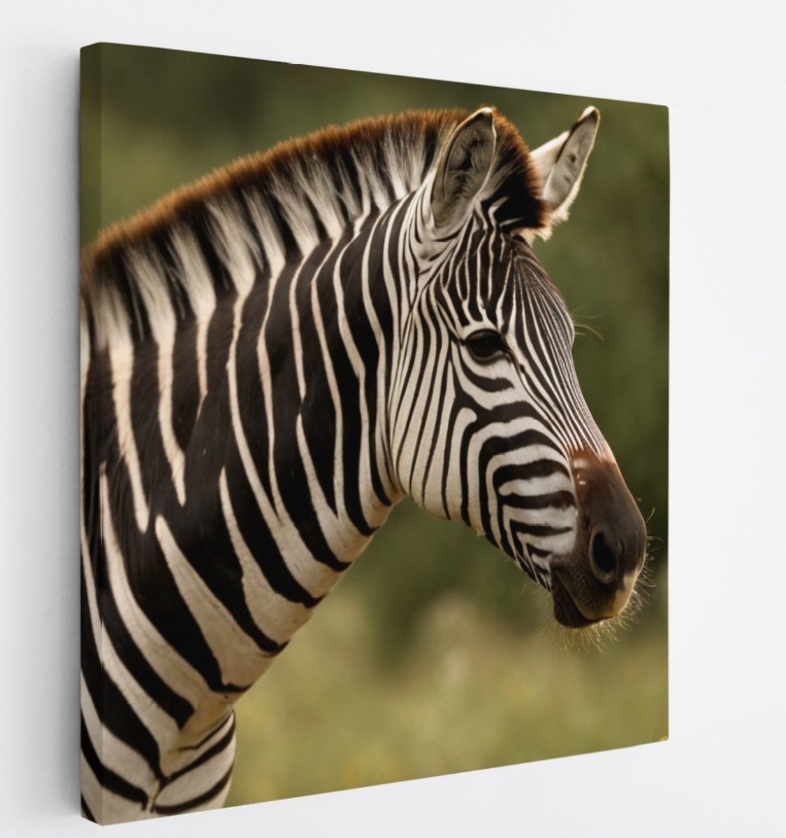Saammp Canvas Schilderij - Zebra in de Natuur - Dieren - 100x100 - Foto op canvas - Wanddecoratie - Muurdecoratie Woonkamer - Slaapkamer decoratie - Canvas Print Multicolor