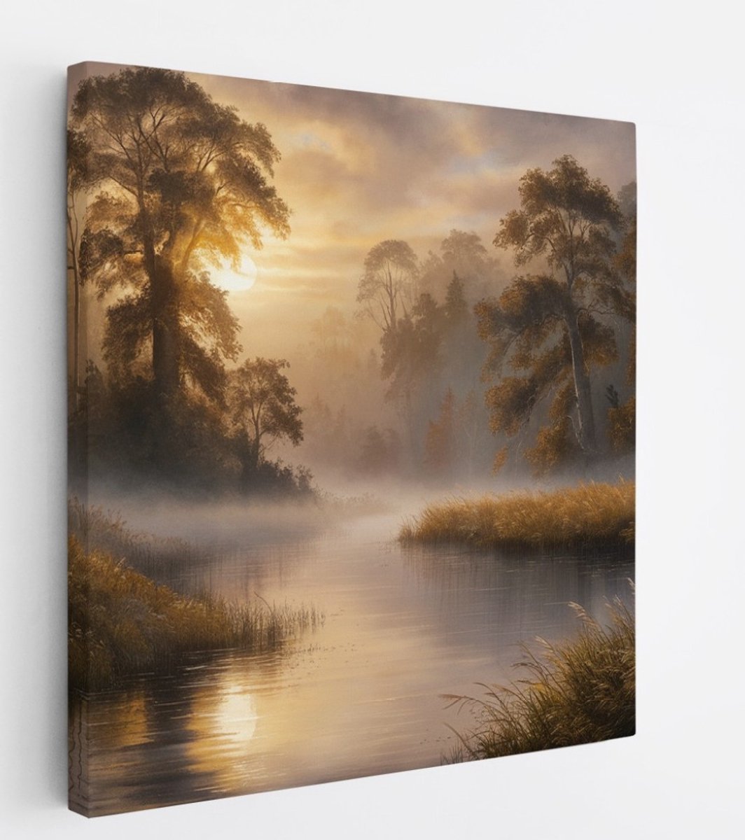 Saammp Canvas Schilderij - Zonnig landschap - Abstract - Natuur - 40x40 - Foto op canvas - Wanddecoratie - Muurdecoratie Woonkamer - Slaapkamer decoratie - Canvas Print Multicolor