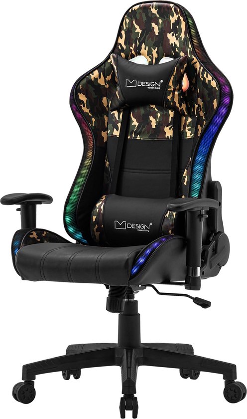 ML-Design Gamingstoel met RGB en Bluetooth Zwart/Camouflage - Gaming - €169,89