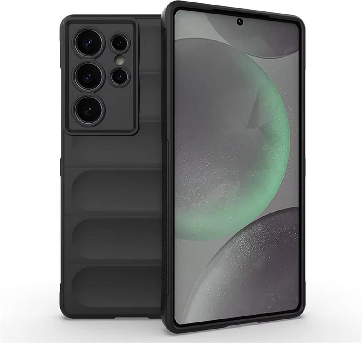 MobyDefend Hoesje - Geschikt voor Samsung Galaxy S25 Ultra - TPU Gripcase - Zwart