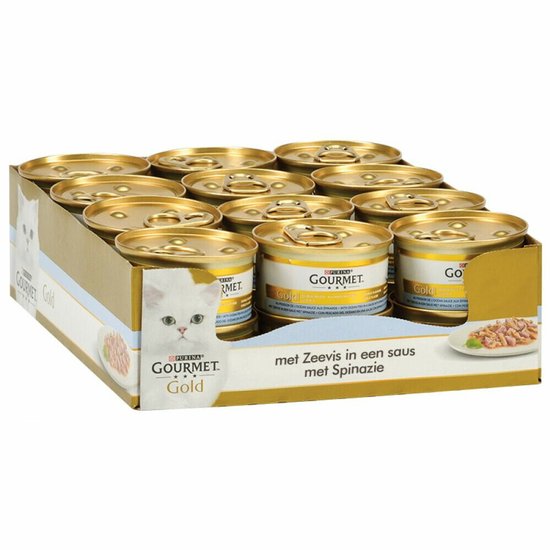Gourmet Gold Luxe Mix - Kattenvoer Natvoer - Zeevis & Spinazie - 24 x 85 g