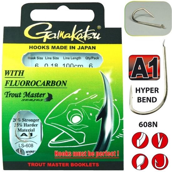 Gamakatsu Trout Master Fluorocarbon LS-608 Nickel H6 0.18mm 100cm van Gamakatsu — afbeelding 2