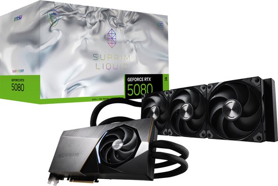 MSI NVIDIA GeForce RTX 5080 16G SUPRIM LIQUID SOC - Videokaart - 16GB - GDDR7 - PCIe 5.0 - 1x HDMI 2.1b - 3x DisplayPort 2.1a