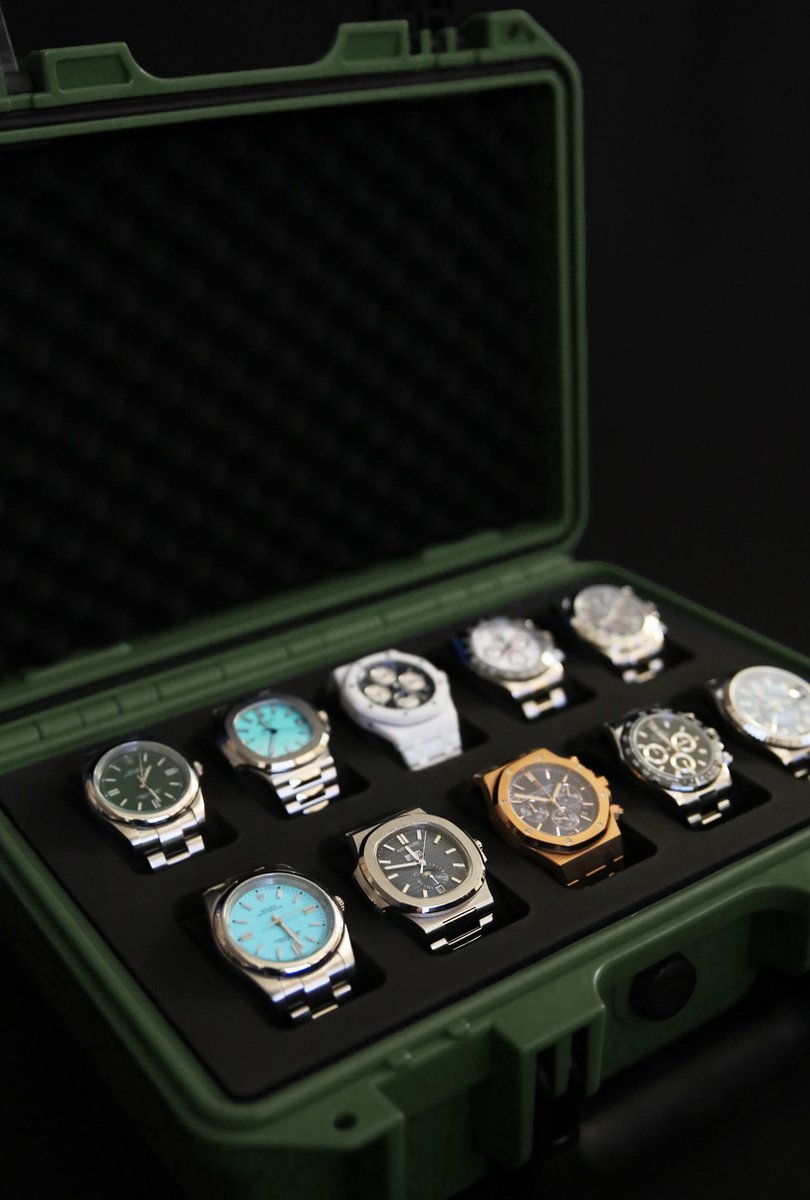 Onverwoestbare horlogekoffer voor 10 horloges - Groen - Originele Elbrus Horology Timepiece Valet horlogedoos
