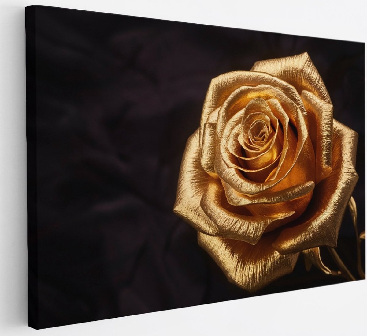 Saammp Canvas Schilderij - Gouden Roos - Luxe - Abstract - 30x20 - Foto op canvas - Wanddecoratie - Muurdecoratie Woonkamer - Kantoor Decoratie Multicolor