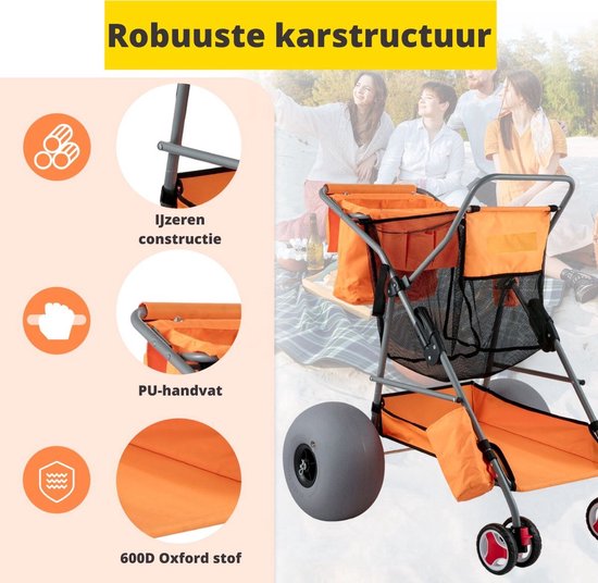 Bolt Edge Bolderwagen - Strandkar - Opvouwbaar - Inclusief luchtbanden en pomp - Blauw van Merkloos — afbeelding 2