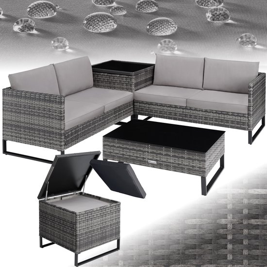 tectake - ensemble de salon en osier - gris Ostuni - 404301